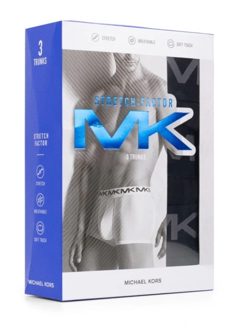 Michael Kors Men’s Stretch Factor Trunks - White (3-Pack) Black Large